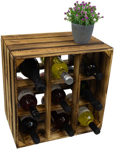 Weinregal 9er geflammt - , (auch